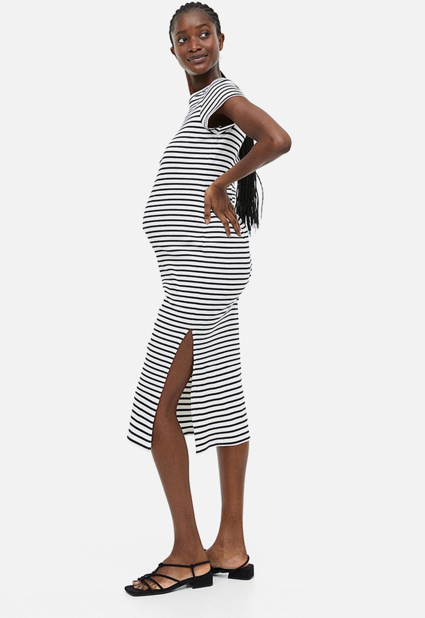 H&M - Mama ribbed dress - white/striped