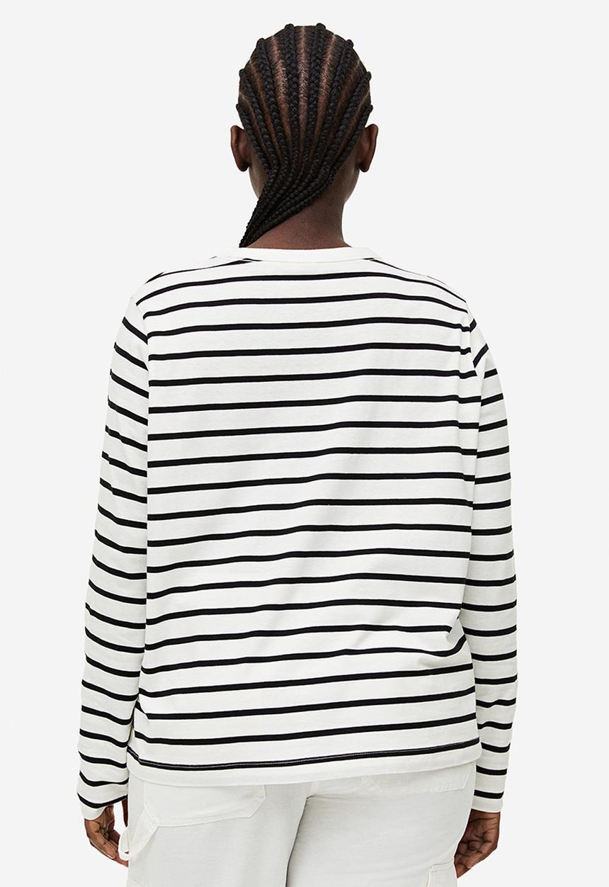 H&M - Cotton jersey top - white & black 