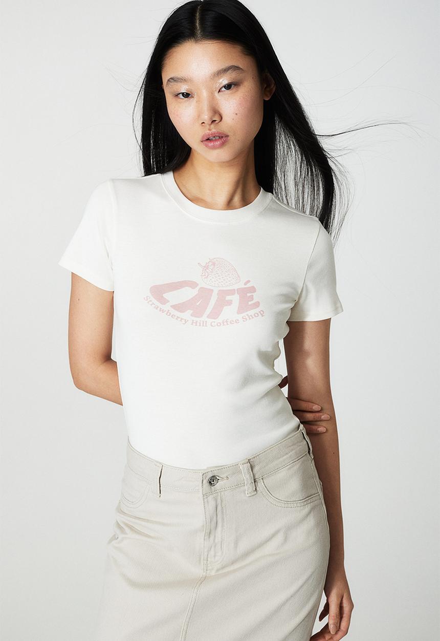 H&M - Fitted cotton top - cream café
