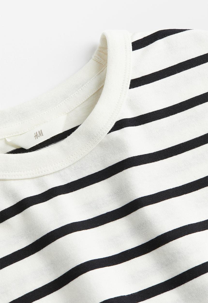 H&M - Cotton jersey top - white & black 