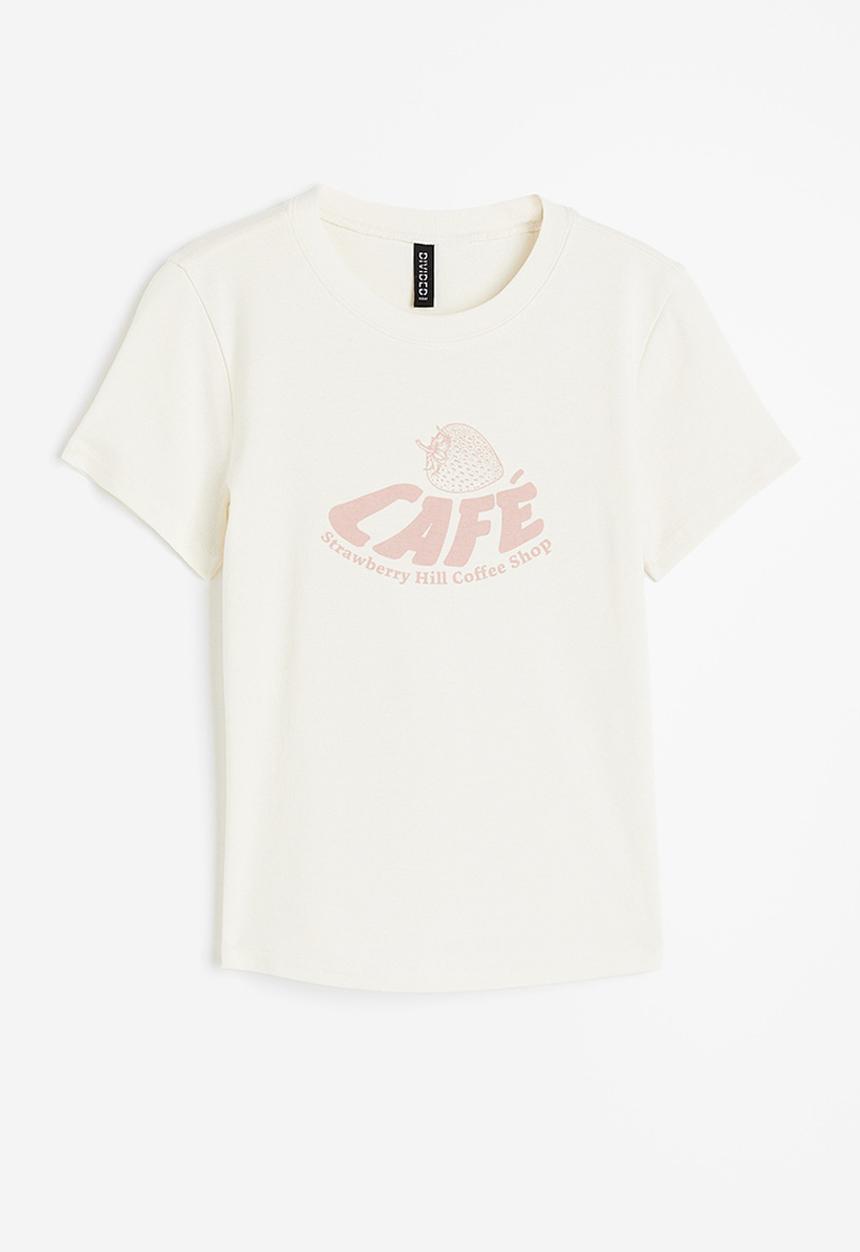 H&M - Fitted cotton top - cream café