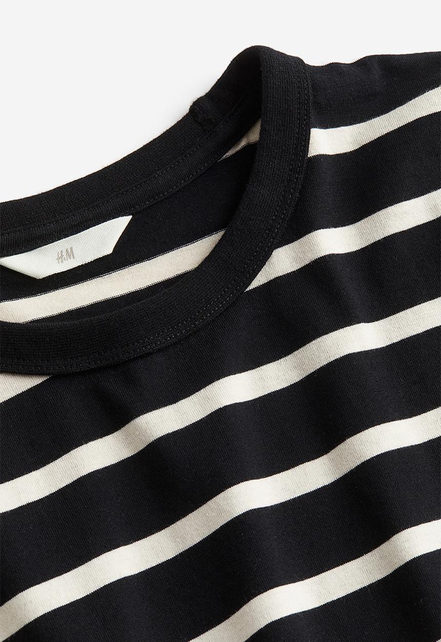 H&M - Cotton jersey top - black & cream 