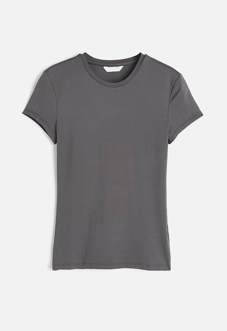 H&M - Fitted microfibre t-shirt - dark grey