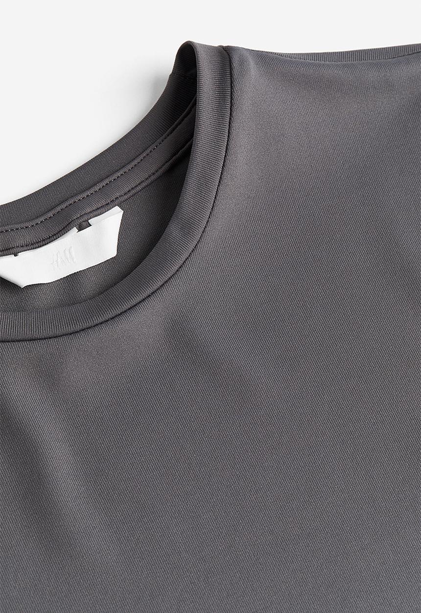 H&M - Fitted microfibre t-shirt - dark grey
