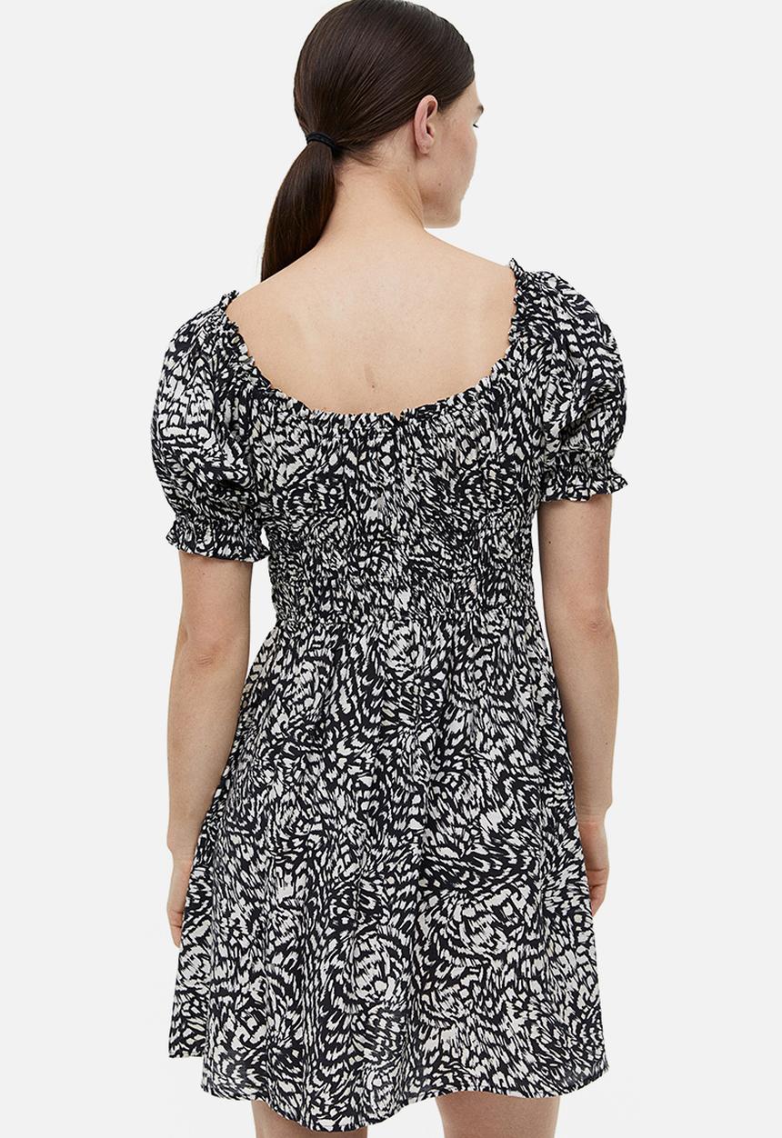 H&M - Off-the-shoulder dress - black patterned