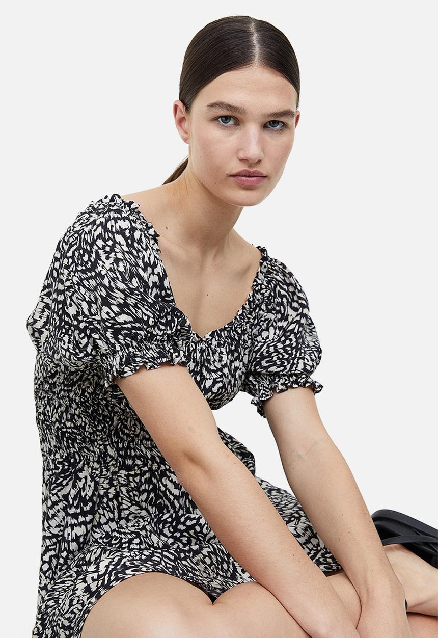 H&M - Off-the-shoulder dress - black patterned