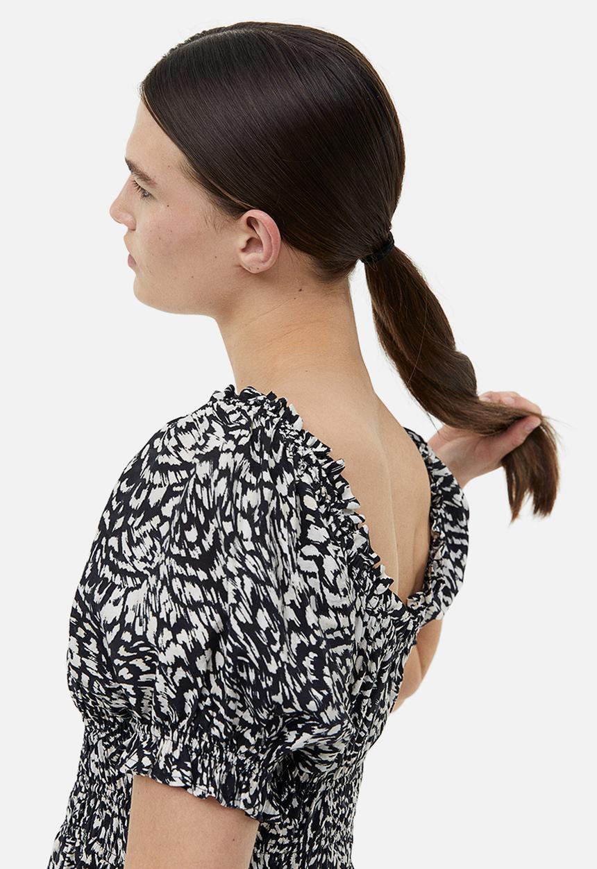 H&M - Off-the-shoulder dress - black patterned