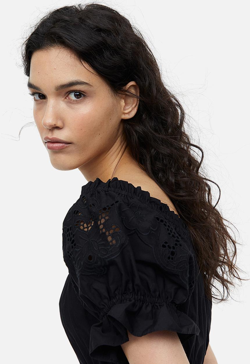 H&M - Off-the-shoulder cotton dress - black