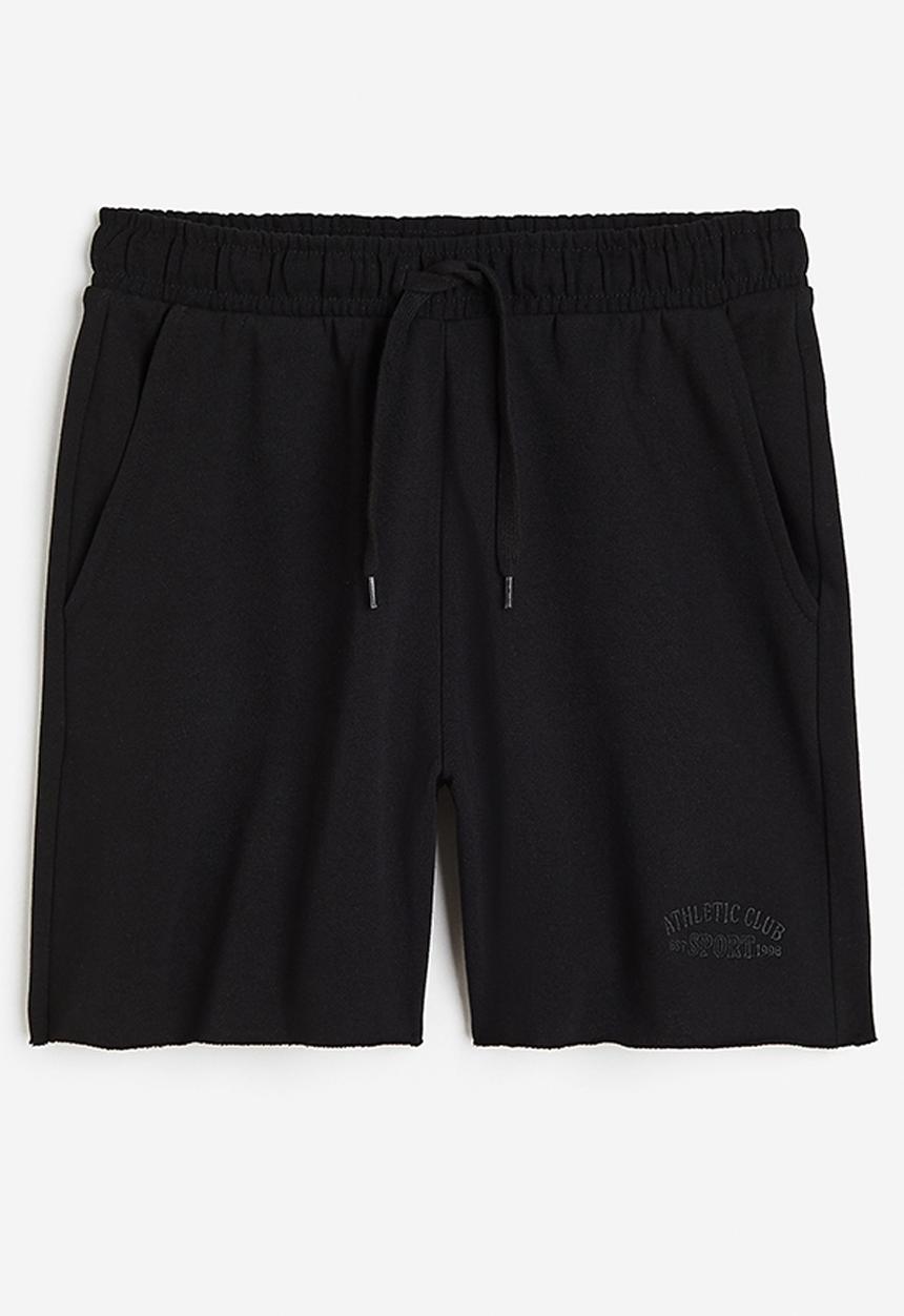 H&M - Embroidered sweatshirt shorts - black