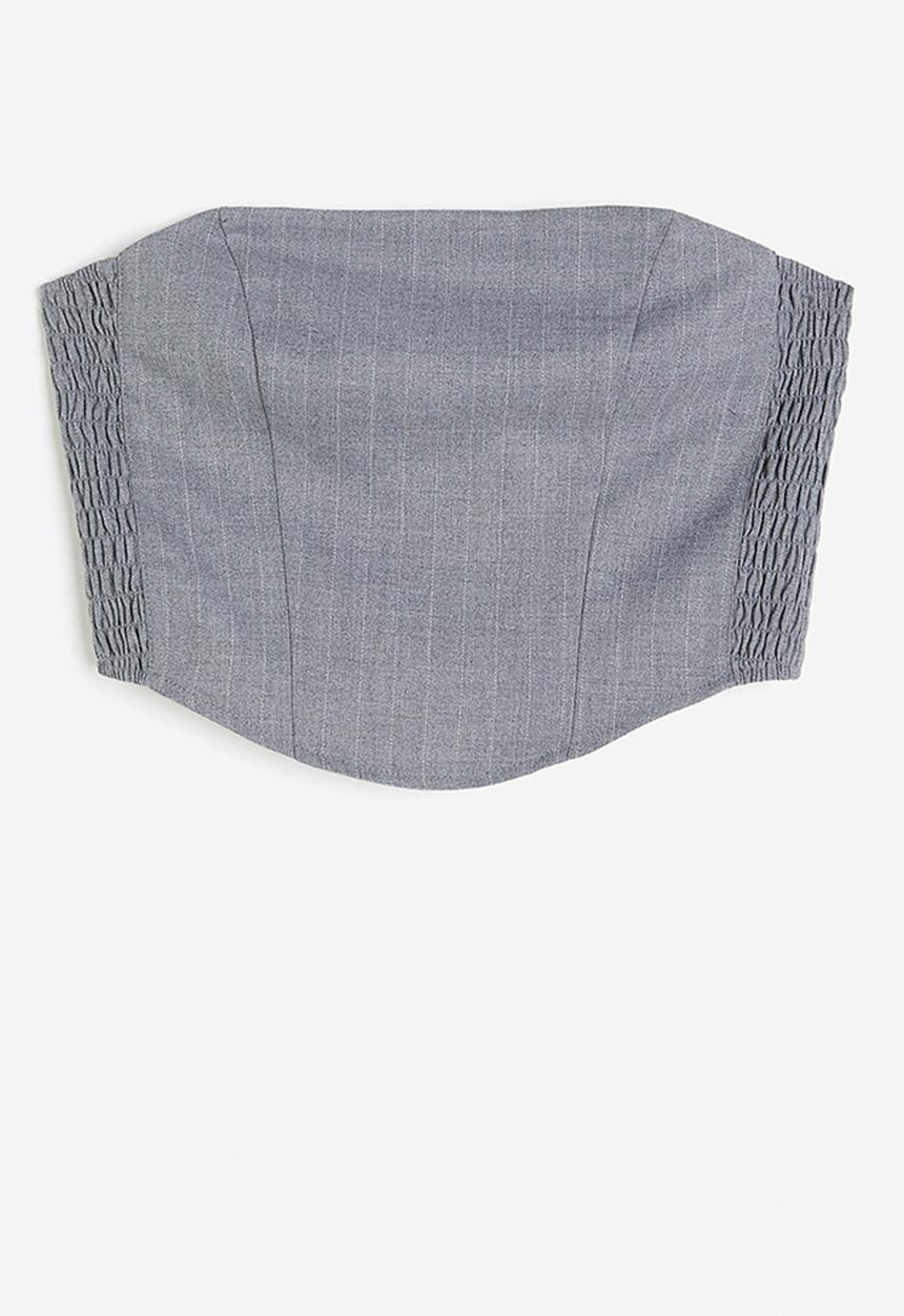 H&M - Corset top - light grey marl/pinstriped