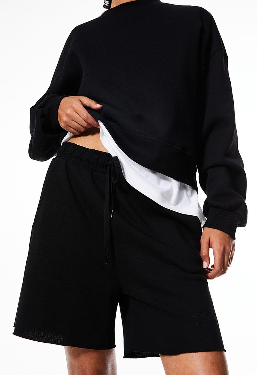 H&M - Embroidered sweatshirt shorts - black
