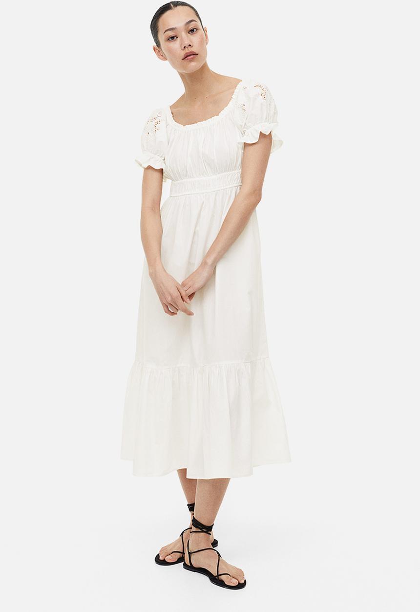 H&M - Off-the-shoulder cotton dress - white