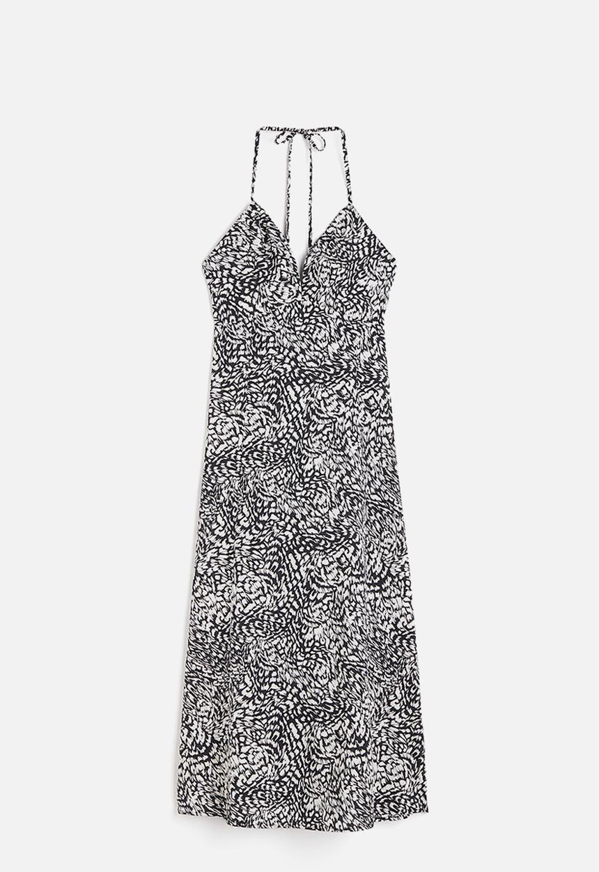 H&M - Cotton halterneck dress - black multi