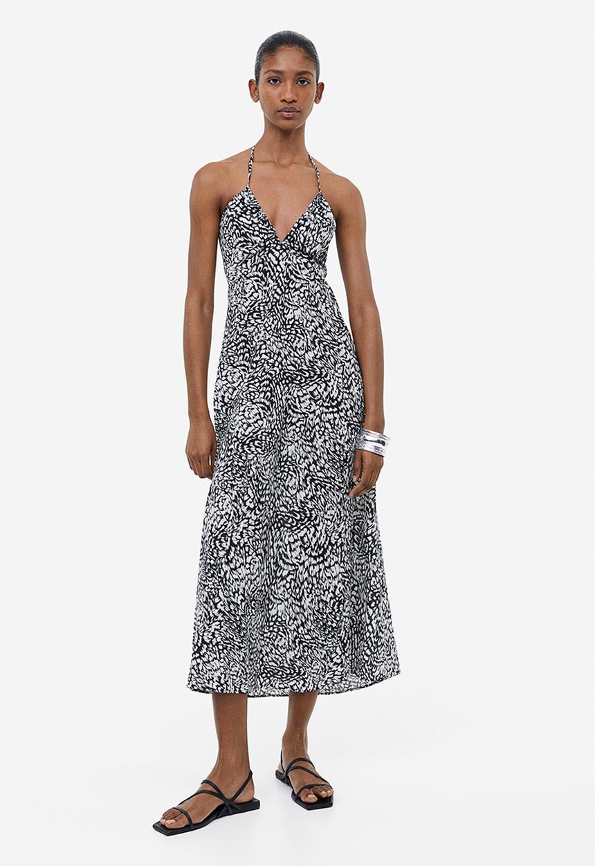 H&M - Cotton halterneck dress - black multi
