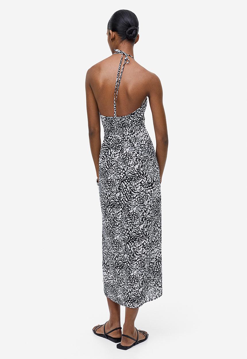 H&M - Cotton halterneck dress - black multi