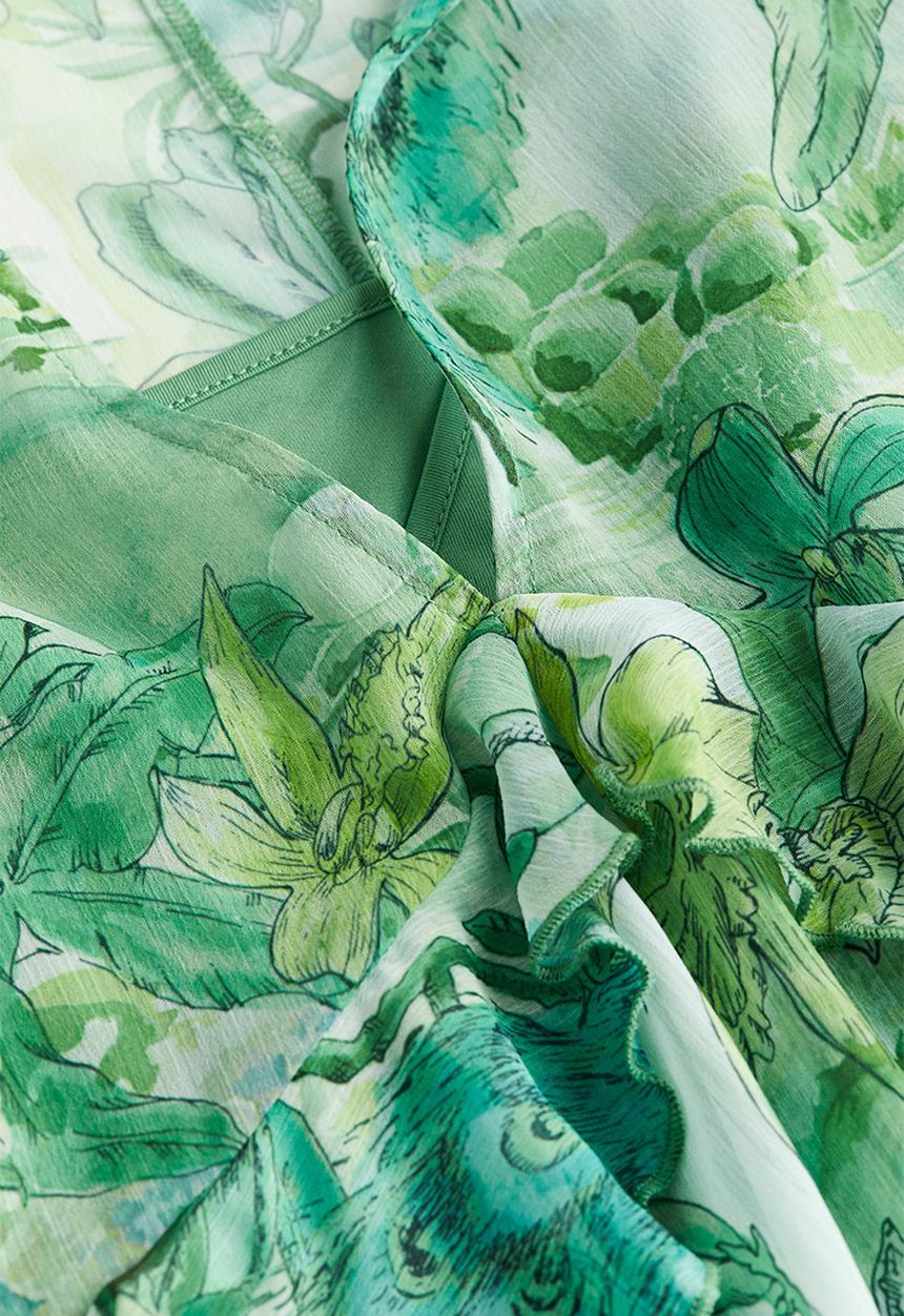 H&M - Long flounced dress - light green/patterned