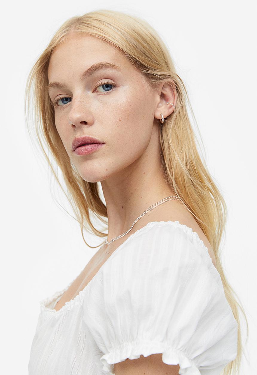 H&M - Lace-trimmed button-top blouse - cream