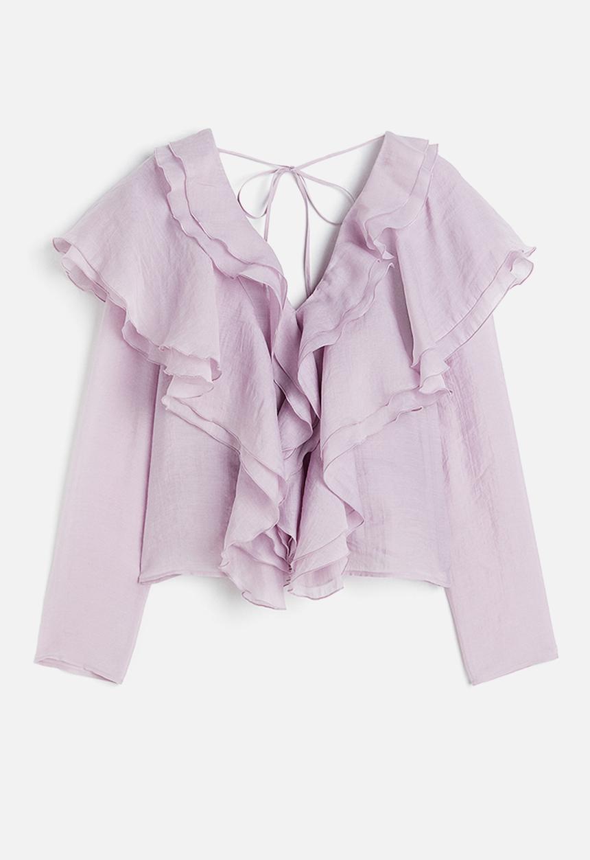 H&M - Lyocell-blend flounced blouse - lilac