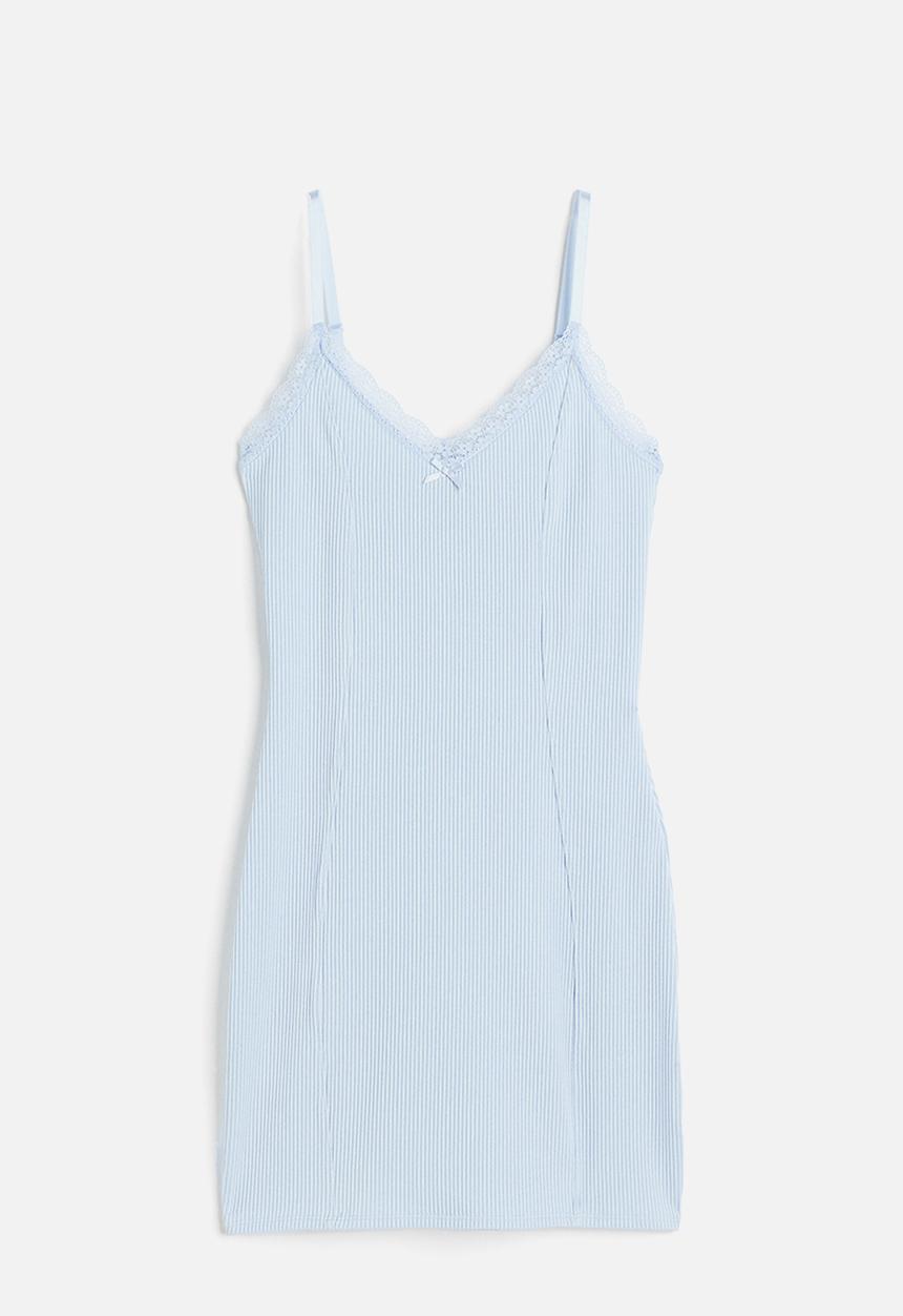 H&M - Lace-trimmed bodycon dress - light blue