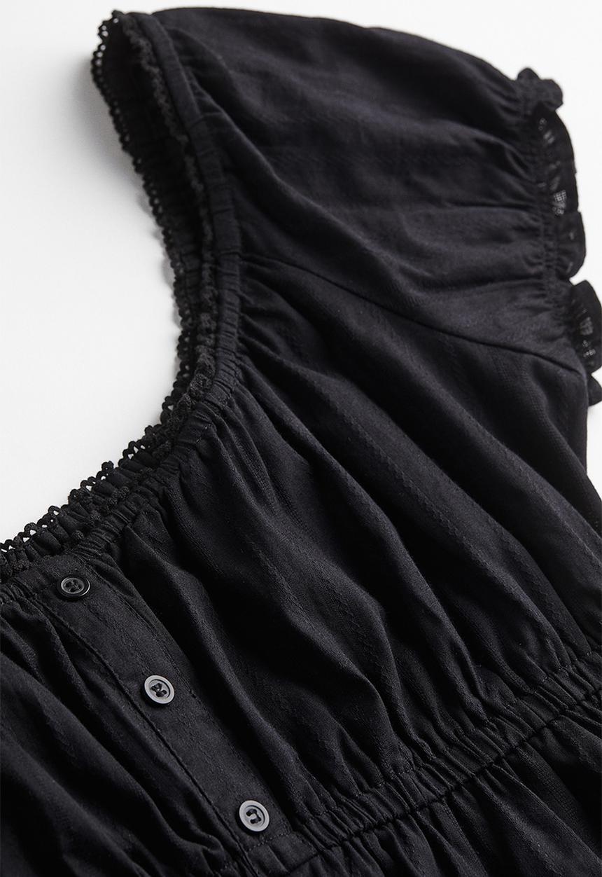 H&M - Lace-trimmed button-top blouse - black