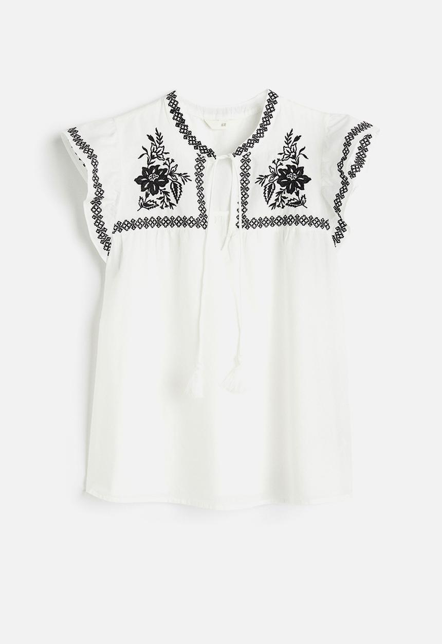 H&M - Embroidered blouse - white