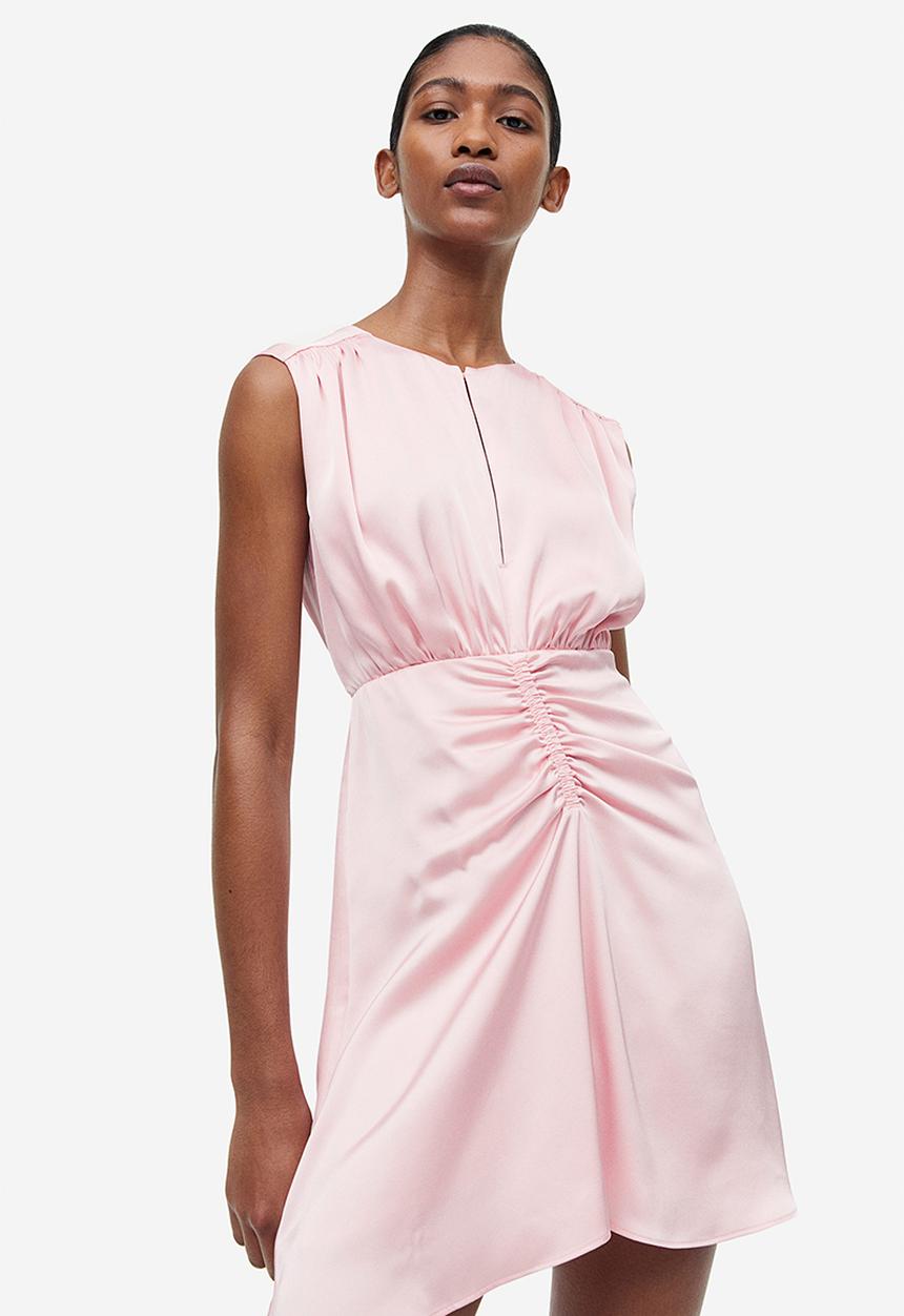 H&M - Draped satin dress - light pink