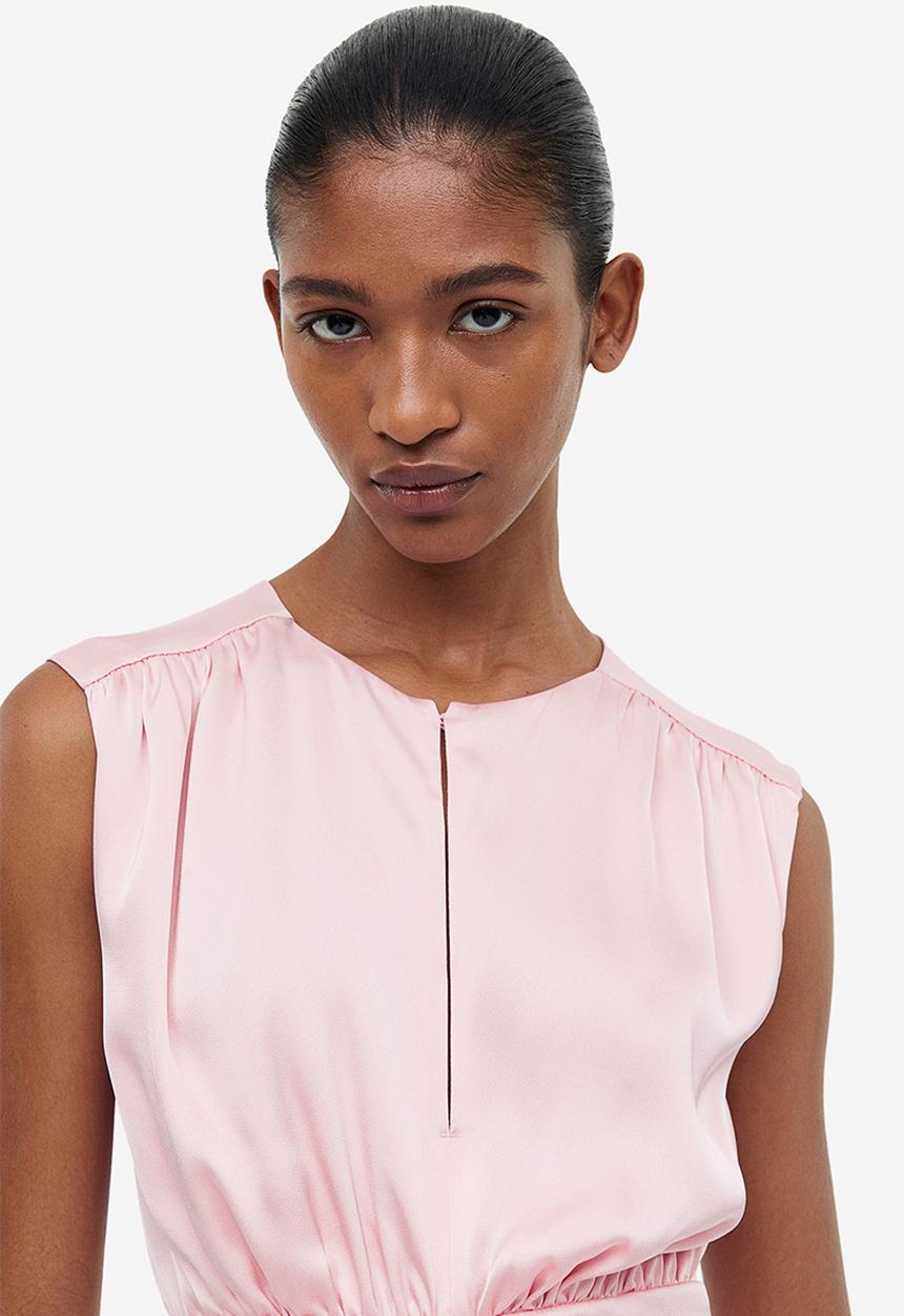 H&M - Draped satin dress - light pink