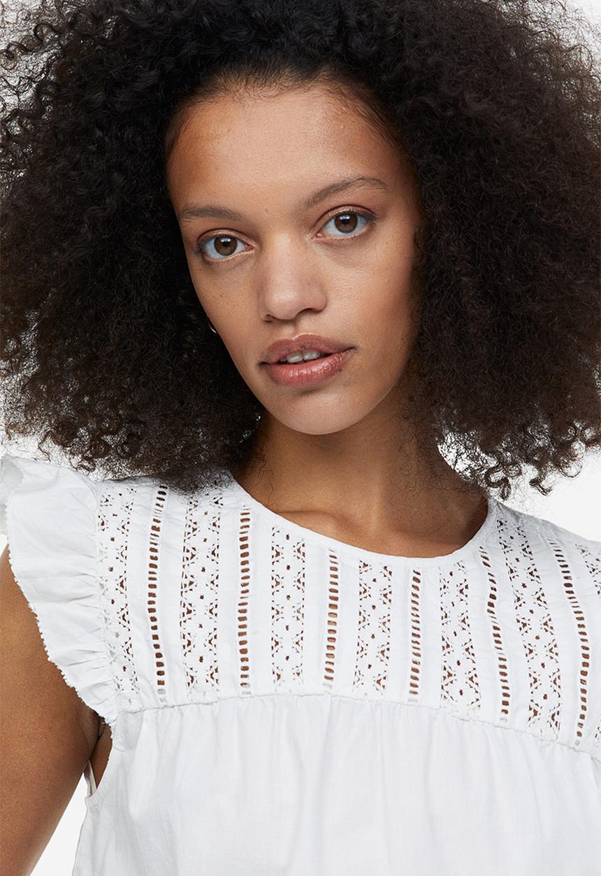 H&M - Flutter-sleeved top - white