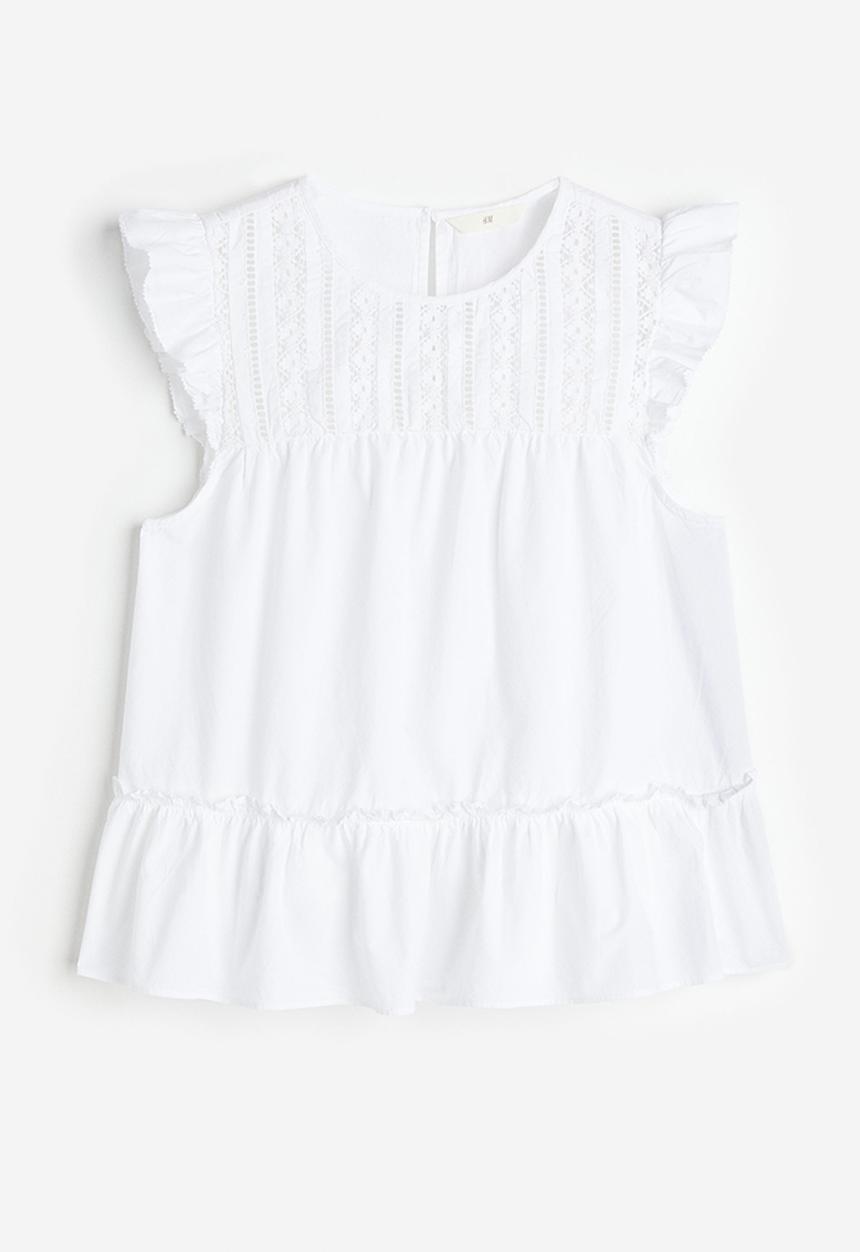 H&M - Flutter-sleeved top - white