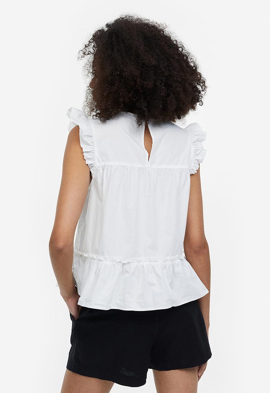 H&M - Flutter-sleeved top - white