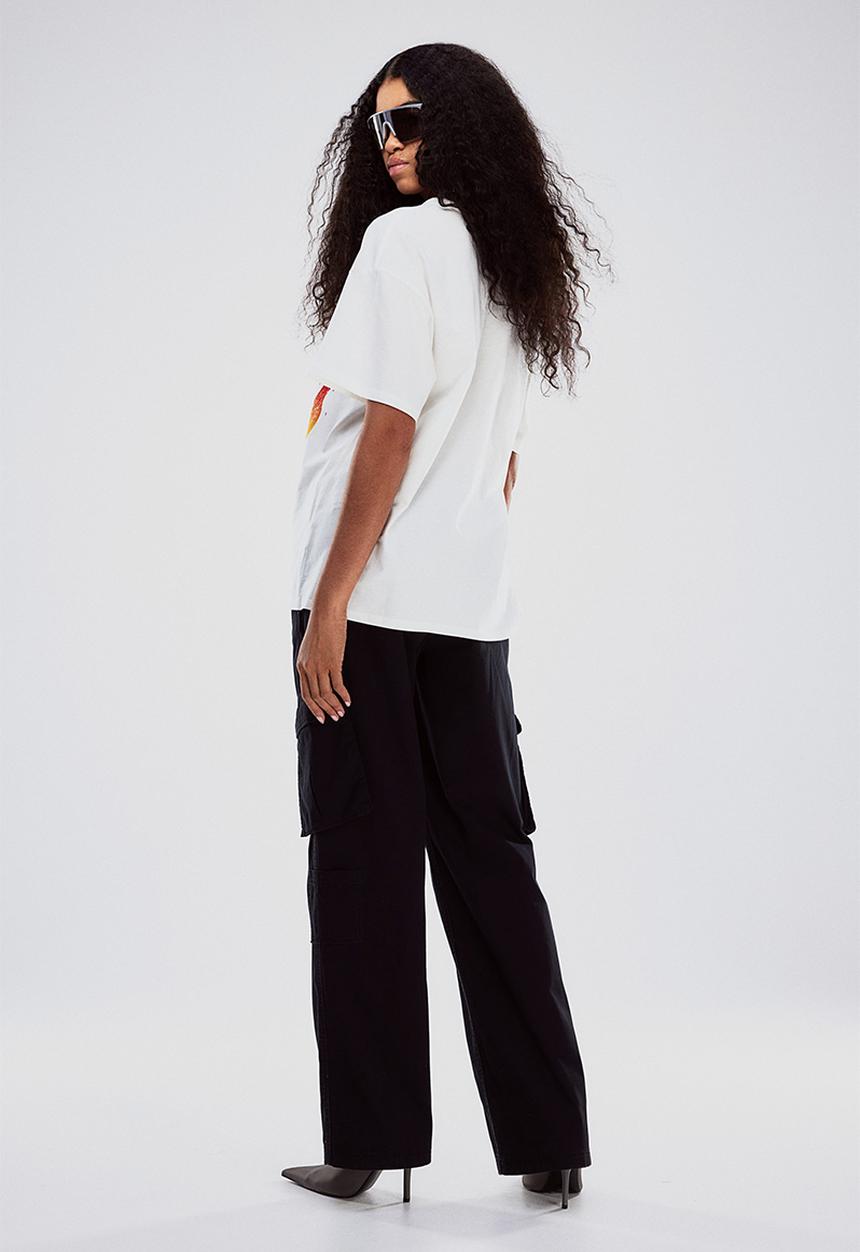H&M - Oversized printed T-shirt - white racing