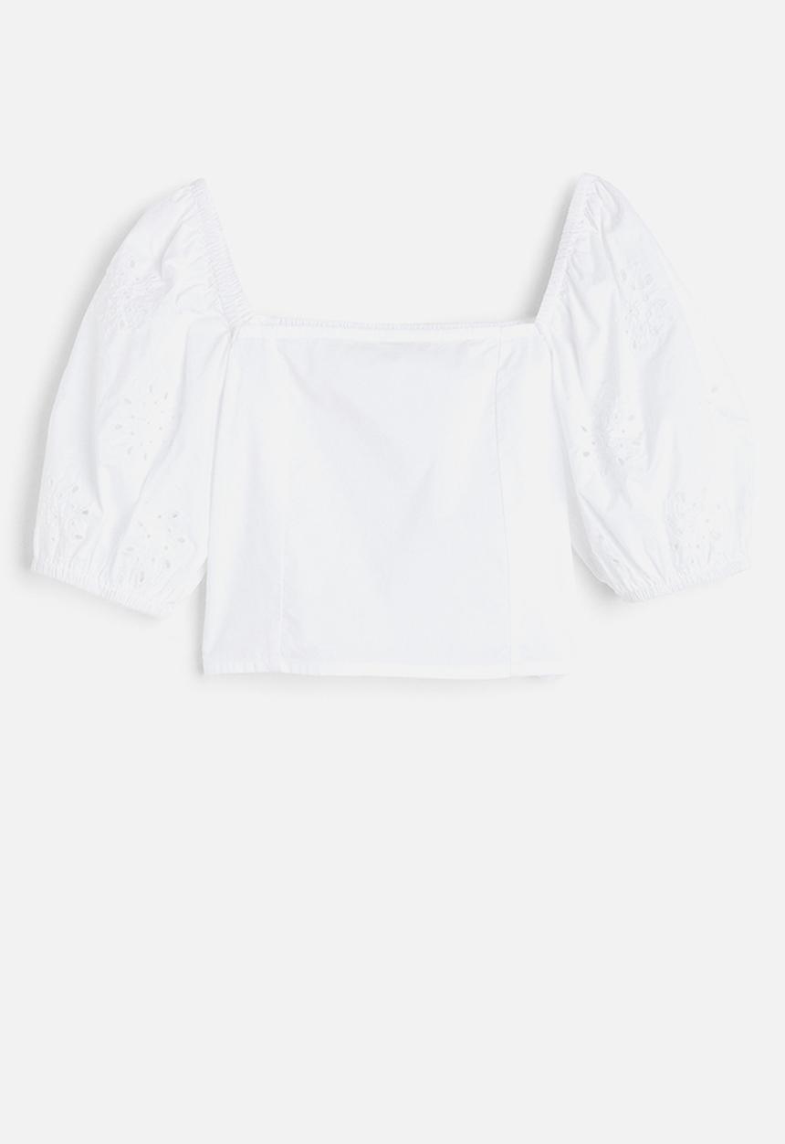 H&M - Puff-sleeved blouse - white