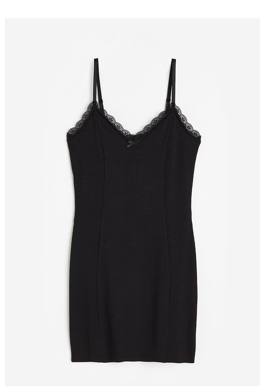 H&M - Lace-trimmed bodycon dress - black