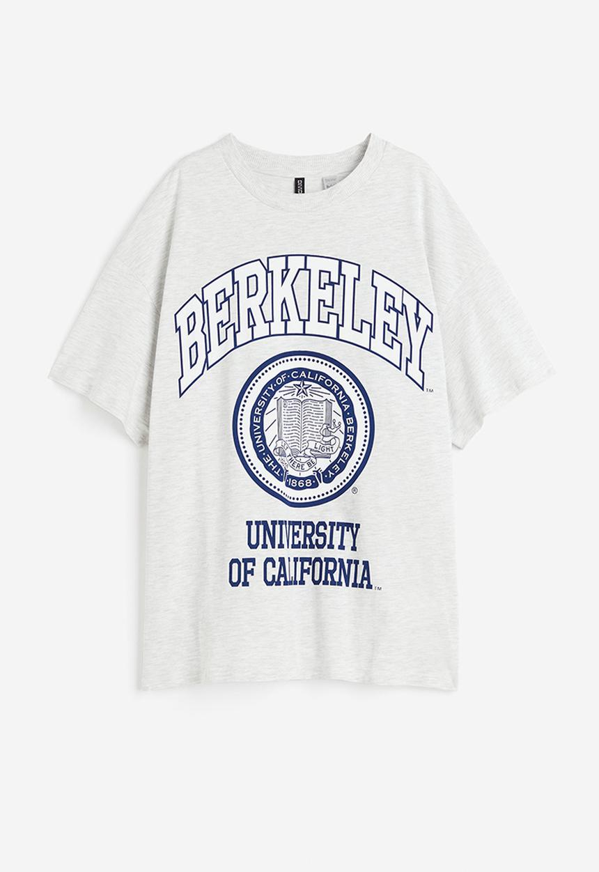 H&M - Oversized printed T-shirt - grey marl berkeley university 