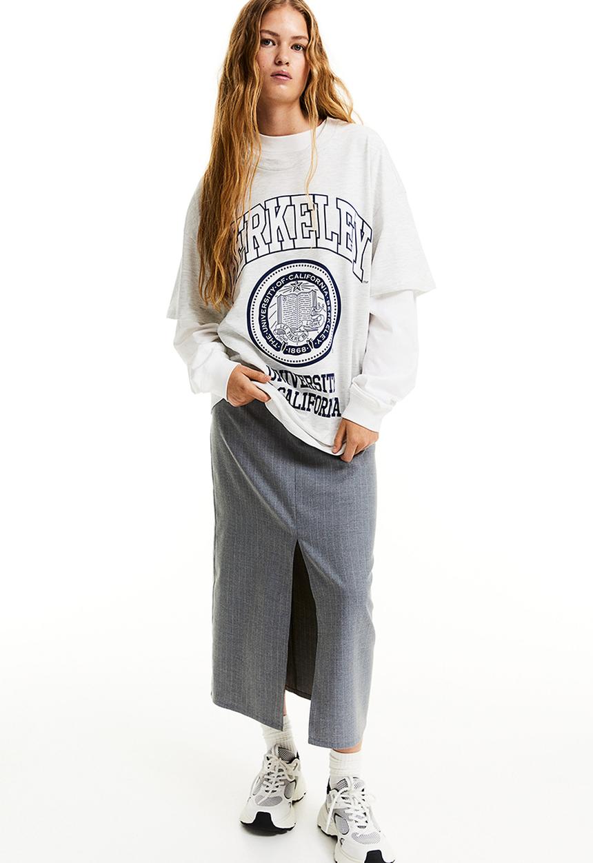 H&M - Oversized printed T-shirt - grey marl berkeley university 