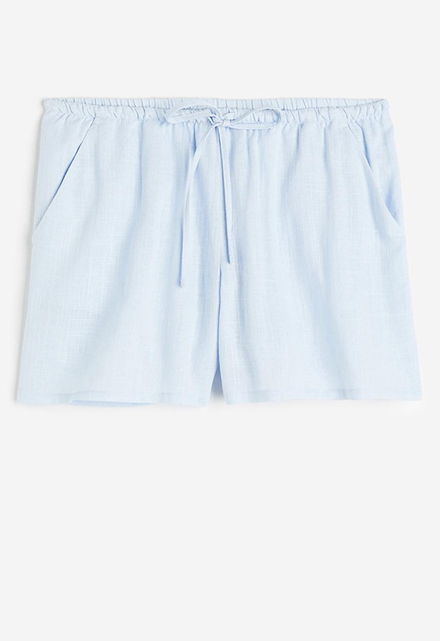 H&M - Linen-blend pull-on shorts - light blue 