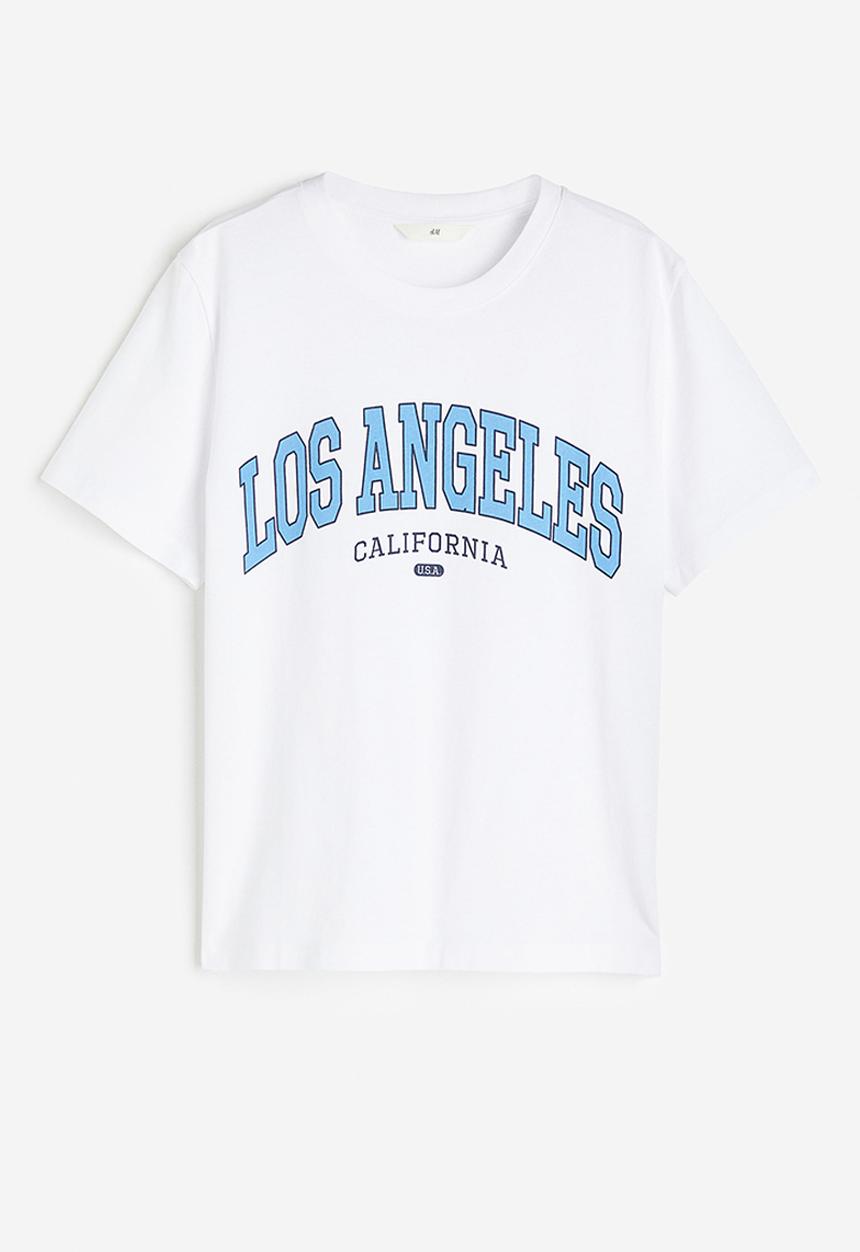 H&M - Printed T-shirt - white/los angeles