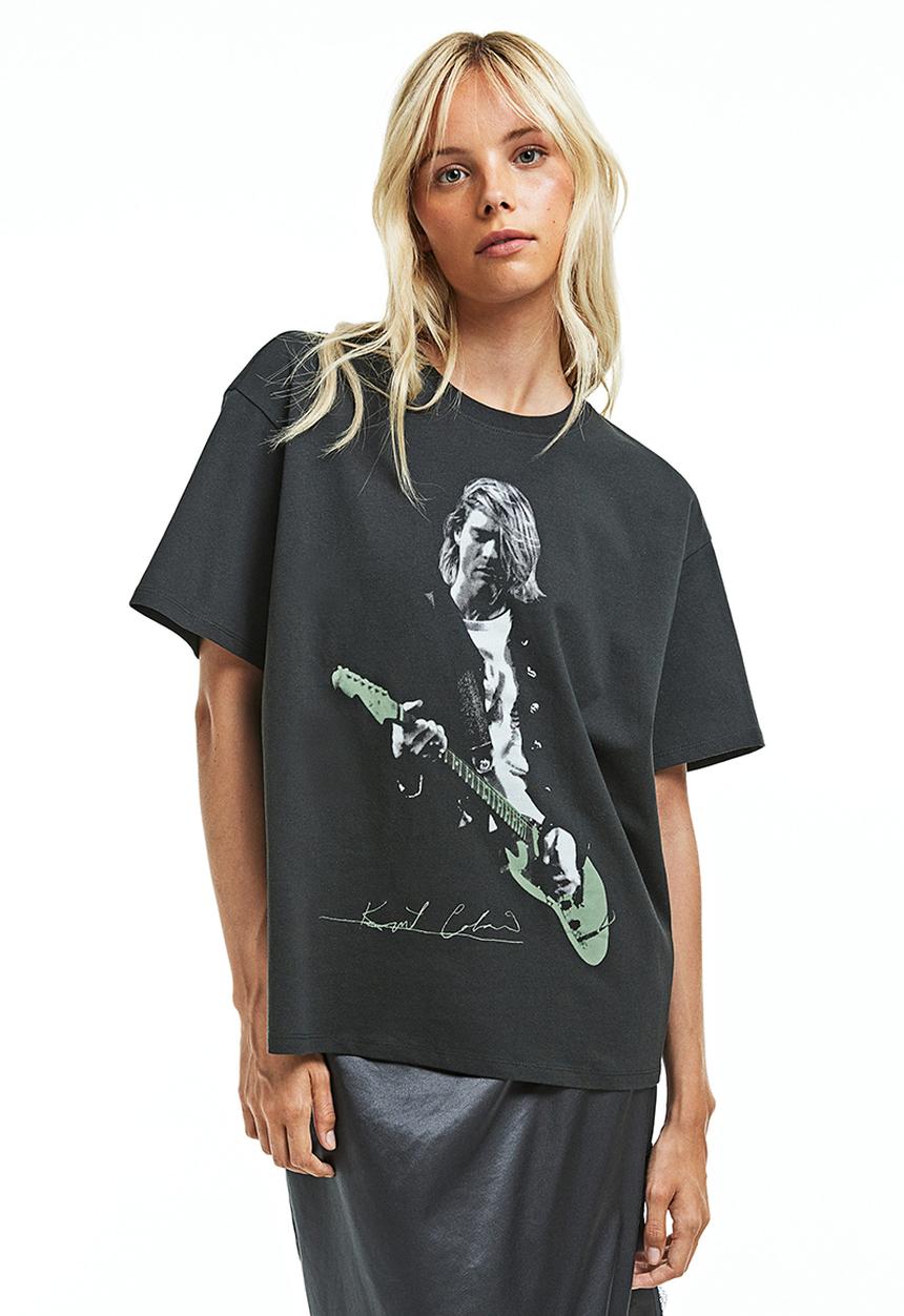 H&M - Oversized printed T-shirt - black kurt cobain