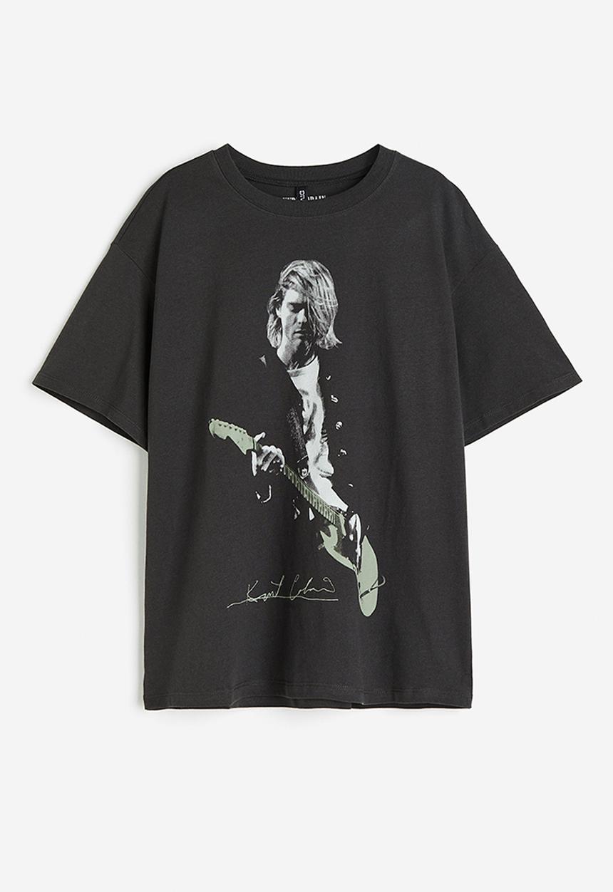 H&M - Oversized printed T-shirt - black kurt cobain
