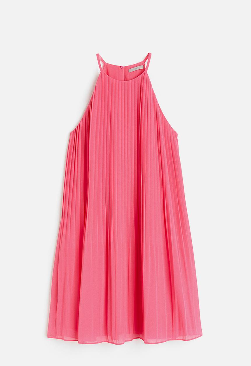 H&M - Pleated chiffon dress - cerise 