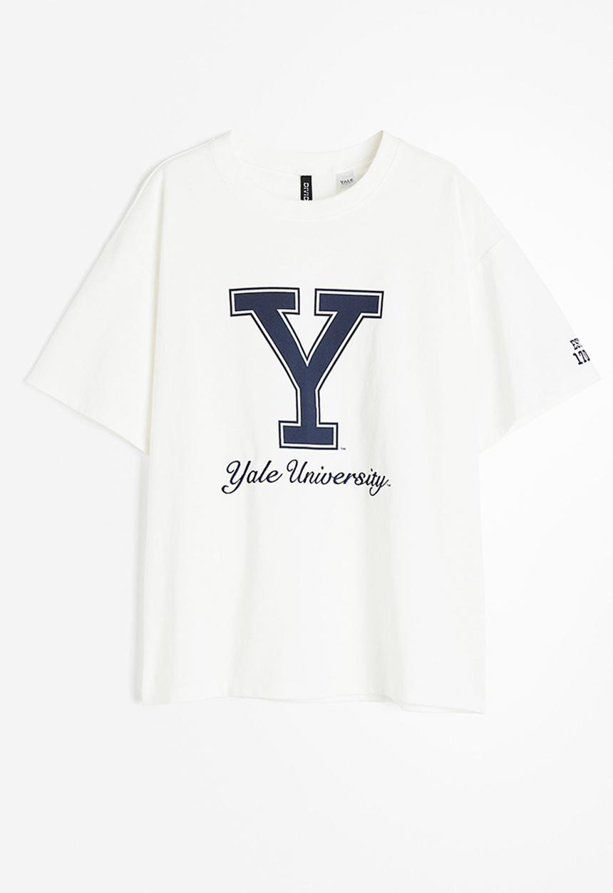 H&M - Oversized printed T-shirt - white yale