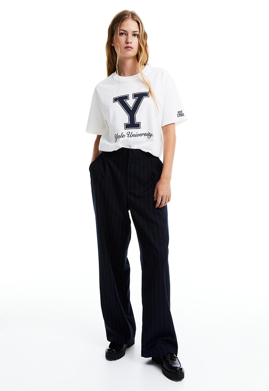 H&M - Oversized printed T-shirt - white yale
