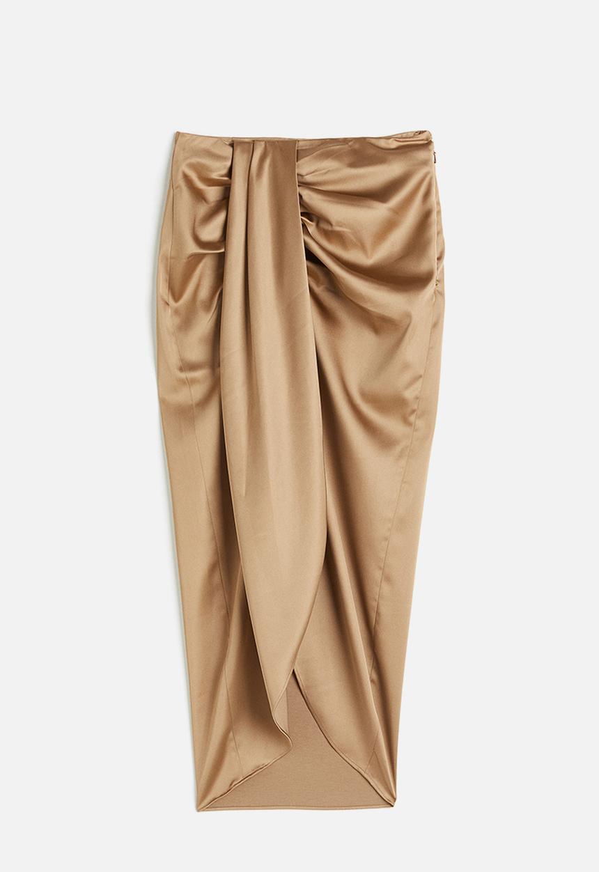 H&M - Draped satin skirt - beige