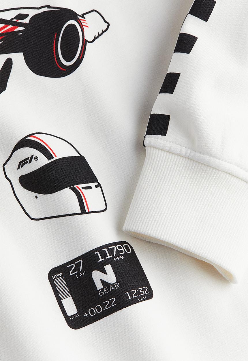 H&M - Oversized printed sweatshirt - white formula 1