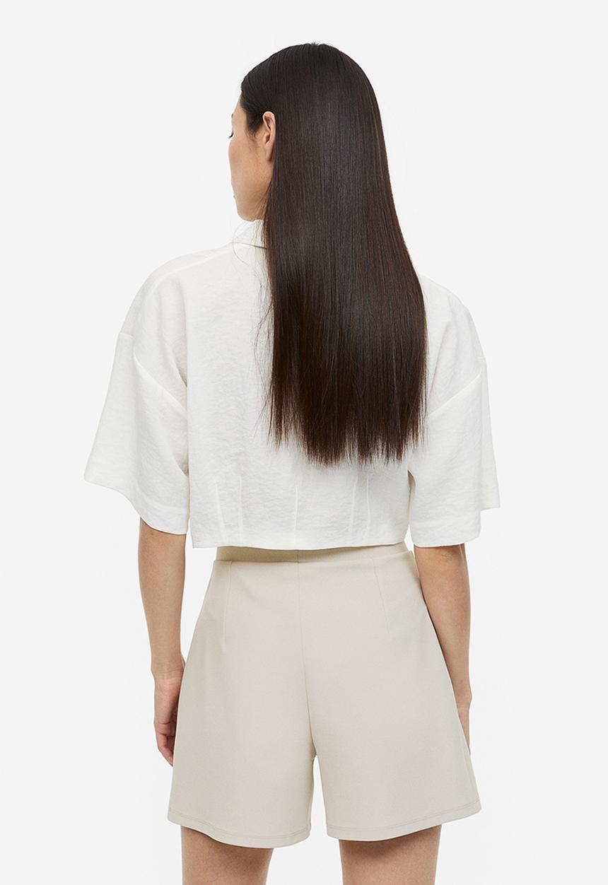 H&M - Pleat-detail shorts - light beige