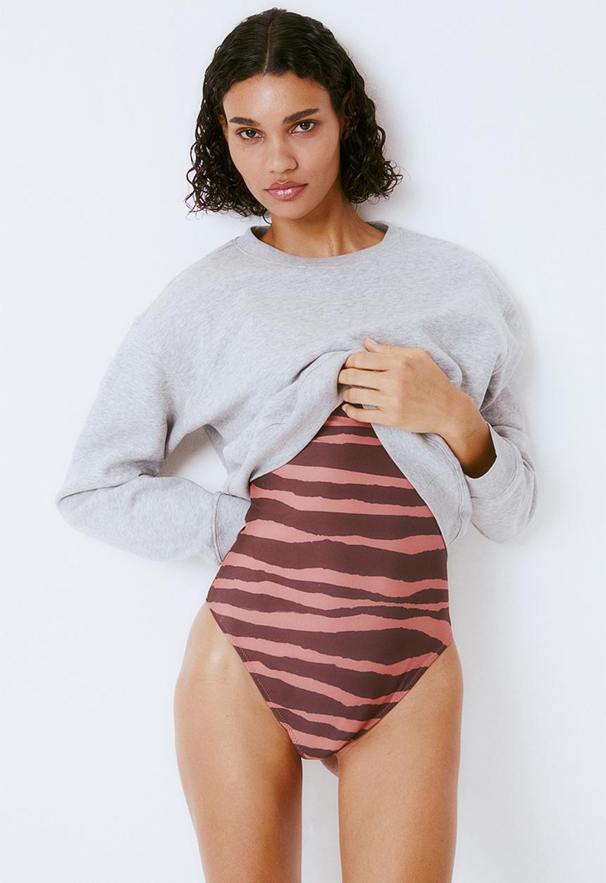 H&M - Padded-cup swimsuit - brick red zebra print