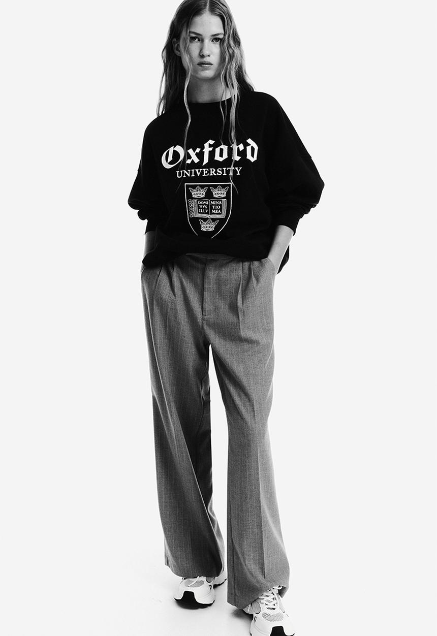 H&M - Oversized printed sweatshirt - navy blue oxford university 