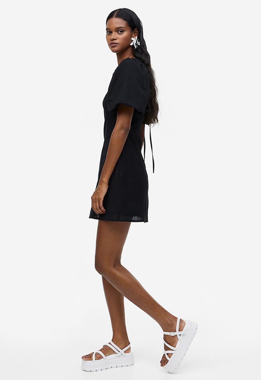 H&M - Puff-sleeved dress - black