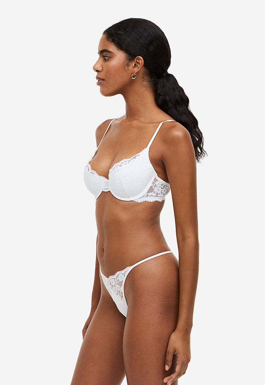H&M - Padded underwired lace bra - white