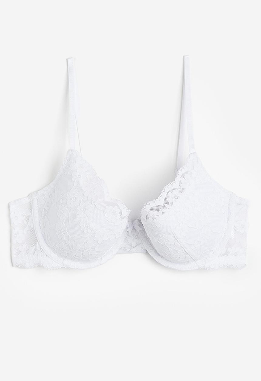 H&M - Padded underwired lace bra - white